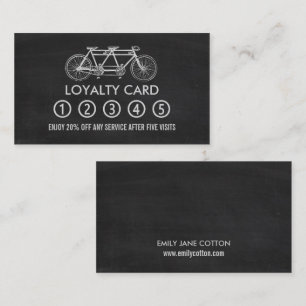 Tandem Bicycle Chalkboard, Antique Dealer Business Loyalty Card