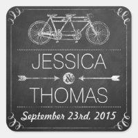 Tandem Bicycle Chalkboard Typography Wedding