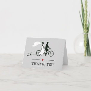 Tandem Bicycle Grey Wedding Thank You