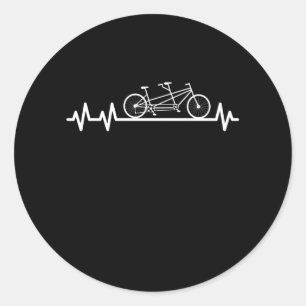 Tandem Bicycle Heartbeat Pulse Cyclist Couple Classic Round Sticker