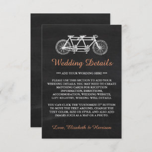 Tandem Bicycle On Chalkboard Wedding Detail Insert