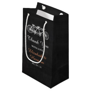 Tandem Bicycle On Chalkboard Wedding Favor Small Gift Bag
