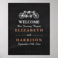 Tandem Bicycle On Chalkboard Wedding
