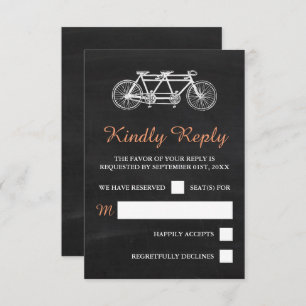 Tandem Bicycle On Chalkboard Wedding RSVP Card