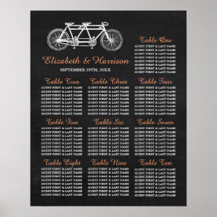 Tandem Bicycle On Chalkboard Wedding Seating Chart