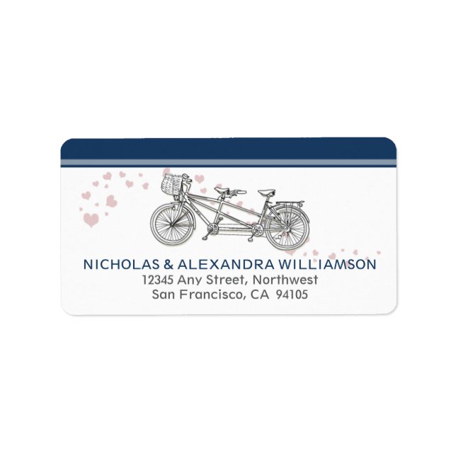 Tandem Bicycle Return Address Labels (navy) (Front)