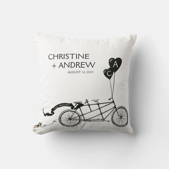 Tandem Bicycle Romantic Casual Wedding Custom Gift Cushion (Front)