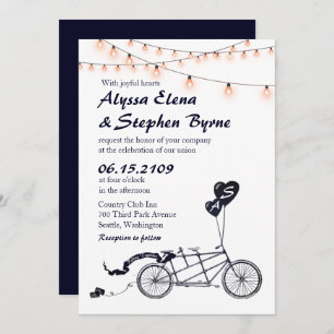 Tandem Bicycle Romantic Casual Wedding Invitation