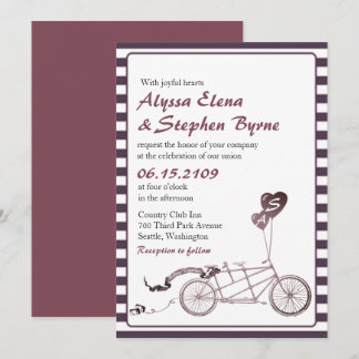 Tandem Bicycle Romantic Casual Wedding Invitation