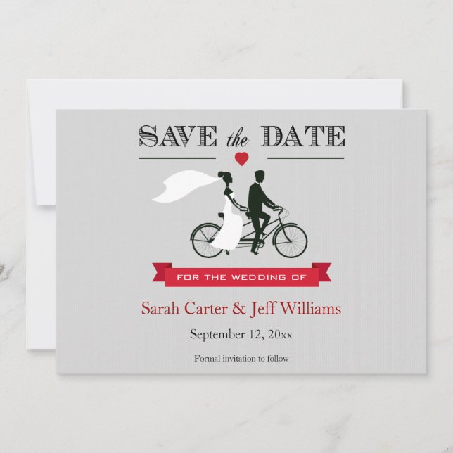 Tandem Bicycle Save the Date Cards (Front)