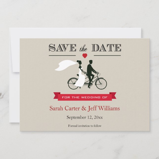 Tandem Bicycle Save the Date Cards (Front)