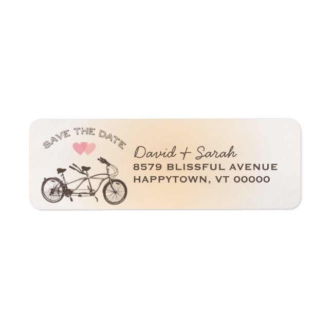 Tandem Bicycle Save The Date  Label (Front)