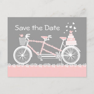 Tandem Bicycle Save The Date Postcard