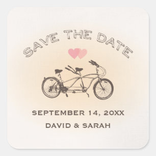 Tandem Bicycle Save The Date Sticker