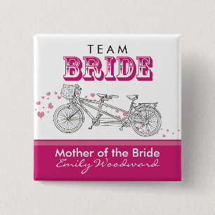 Tandem Bicycle "Team Bride" Bridal Party Button