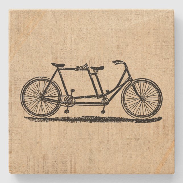 Tandem Bicycle Two Person Bicycle Antique Bike Stone Coaster (Front)