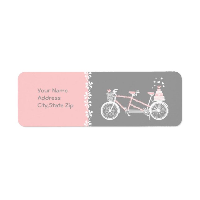 Tandem Bicycle Wedding Address Label (Front)
