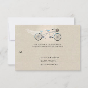 Tandem Bicycle Wedding Faux Linen RSVP