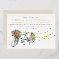 tandem bicycle wedding gold