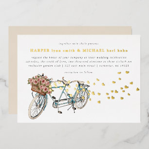 tandem bicycle wedding gold