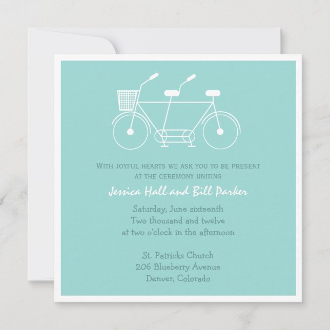 Tandem Bicycle Wedding Invitation (Front)