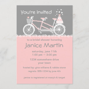 Tandem Bicycle Wedding Shower Invitation
