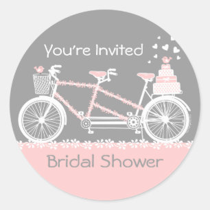 Tandem Bicycle Wedding Shower Sticker