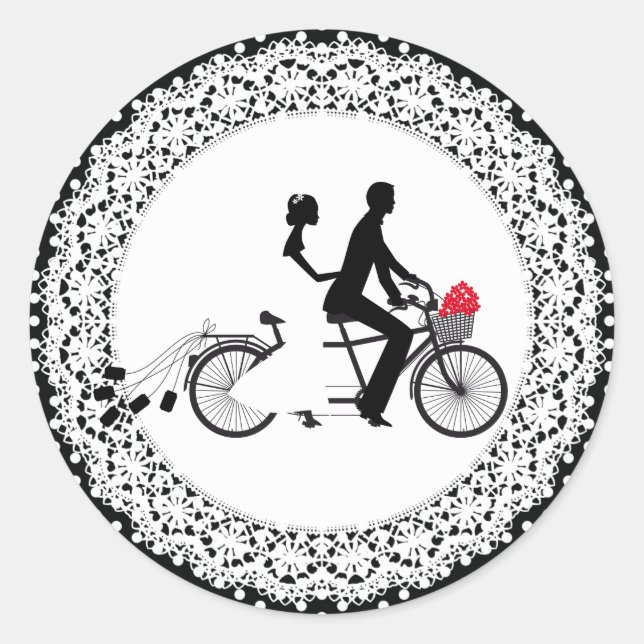 Tandem Bicycle Wedding Sticker (Front)