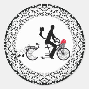 Tandem Bicycle Wedding Sticker