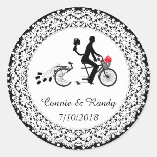 Tandem Bicycle Wedding Sticker