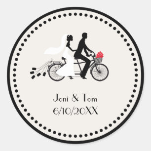 Tandem Bicycle Wedding Sticker