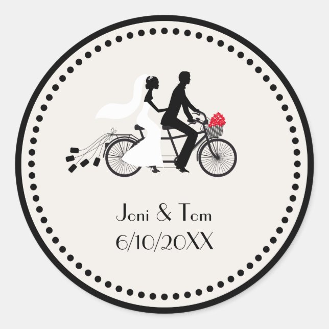 Tandem Bicycle Wedding Sticker (Front)