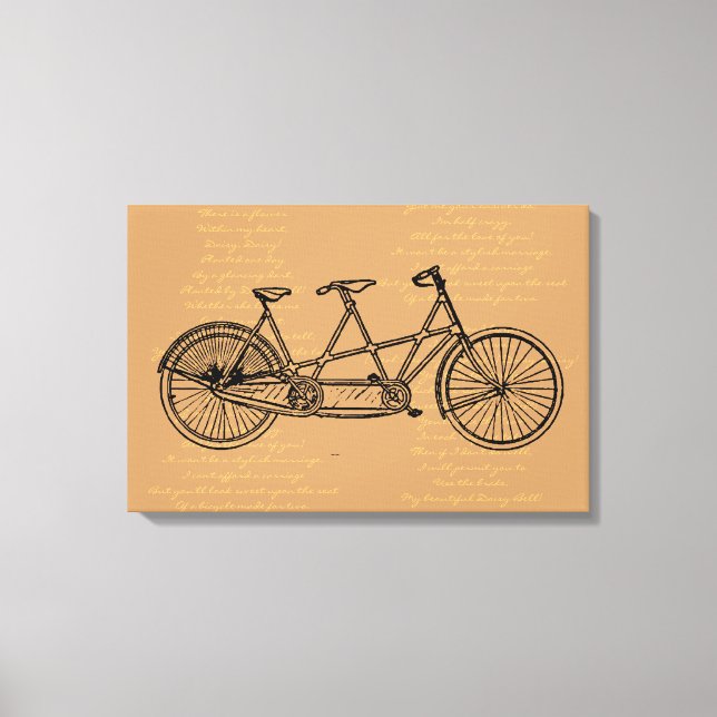 Tandem Bicycle With Lyrics To "Daisy Bell" Canvas Print (Front)