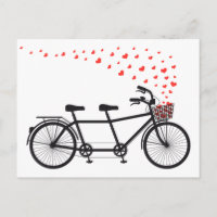 tandem bicycle with red hearts