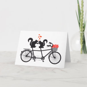 tandem bicycle with squirrels card