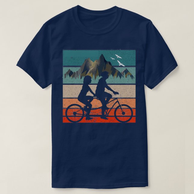 tandem bike cycling cyclist couple gift  T-Shirt (Design Front)