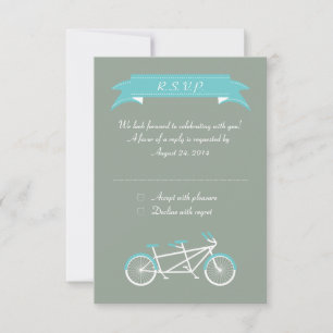 Tandem Bike (Grey / Blue) RSVP Invitation