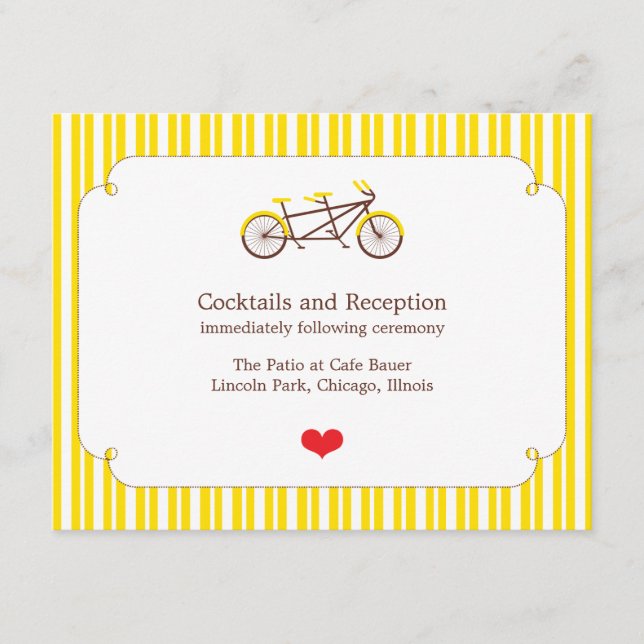 Tandem Bike (Yellow Stripes) Reception Card (Front)