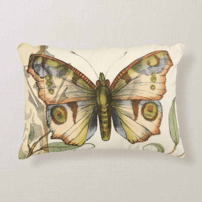 Tandem Butterflies Over Green Leaves Decorative Cushion (Front)