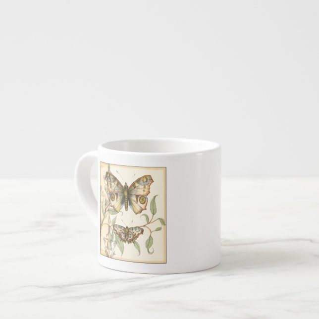 Tandem Butterflies Over Green Leaves Espresso Cup (Front Left)