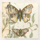 Tandem Butterflies Over Green Leaves Glass Coaster<br><div class="desc">Like the Blue Angels,  these butterflies are flying in tandem. Watch them soar over green leaves,  spreading their colourful and majestic wings. If you love looking at butterflies you'll love this piece!</div>