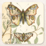 Tandem Butterflies Over Green Leaves Square Paper Coaster<br><div class="desc">Like the Blue Angels,  these butterflies are flying in tandem. Watch them soar over green leaves,  spreading their colourful and majestic wings. If you love looking at butterflies you'll love this piece!</div>