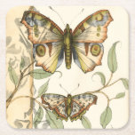 Tandem Butterflies Over Green Leaves Square Paper Coaster<br><div class="desc">Like the Blue Angels,  these butterflies are flying in tandem. Watch them soar over green leaves,  spreading their colourful and majestic wings. If you love looking at butterflies you'll love this piece!</div>