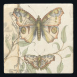 Tandem Butterflies Over Green Leaves Stone Coaster<br><div class="desc">Like the Blue Angels,  these butterflies are flying in tandem. Watch them soar over green leaves,  spreading their colourful and majestic wings. If you love looking at butterflies you'll love this piece!</div>