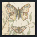 Tandem Butterflies Over Green Leaves Stone Coaster<br><div class="desc">Like the Blue Angels,  these butterflies are flying in tandem. Watch them soar over green leaves,  spreading their colourful and majestic wings. If you love looking at butterflies you'll love this piece!</div>