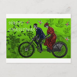 Tandem Christmas Greeting Holiday Postcard
