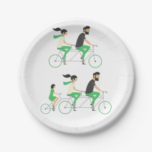 Tandem Cyclists Paper Plate