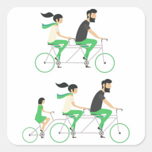 Tandem Cyclists Square Sticker