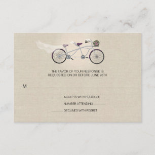 Tandem Plum Bicycle Wedding Faux Linen RSVP