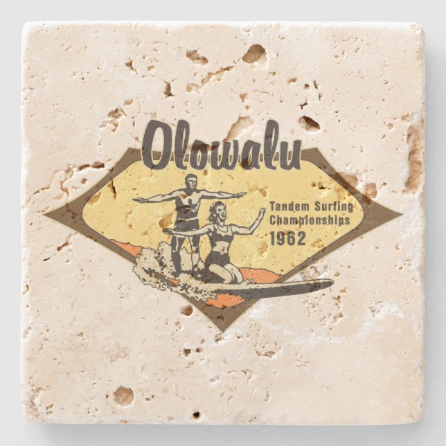 Tandem Surfing Hawaiian Tiki Bar Coasters (Front)